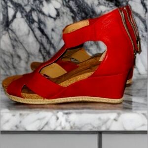 Adrienne Vitadinni Red Wedge Sandals